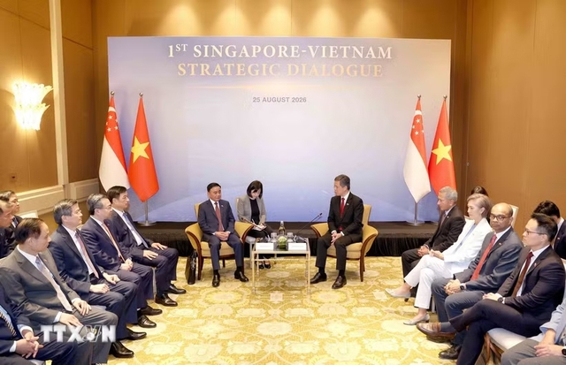 Singapore hosts official welcome ceremony for Politburo member Tran Cam Tu - Ảnh 1.