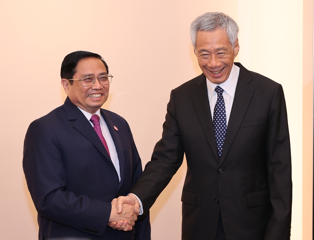 越南政府总理范明正会见新加坡总理李显龙 - Ảnh 1.