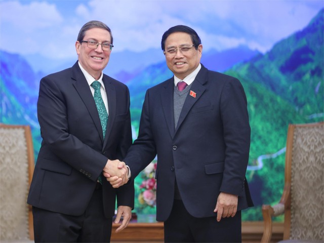 越南政府总理范明正会见古巴外长- Ảnh 1.