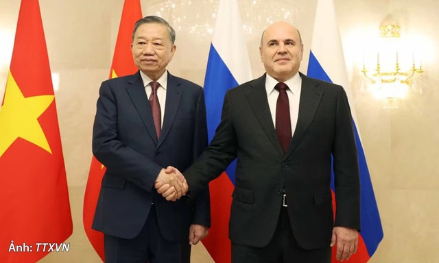 越共中央总书记、国家主席苏林会见俄罗斯总理米哈伊尔·米舒斯京- Ảnh 1.