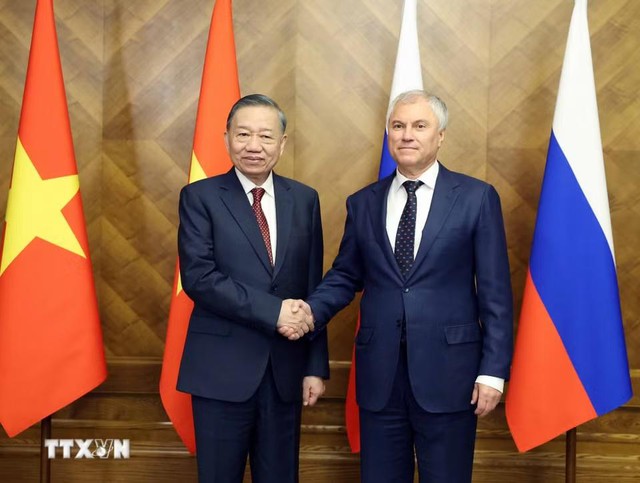 越共中央总书记、国家主席苏林会见俄罗斯国家杜马主席- Ảnh 1.