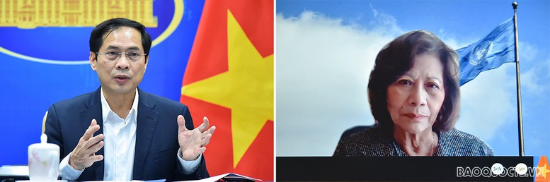 Bộ trưởng Bộ Ngoại giao tiếp Đặc phái viên của Tổng Thư ký LHQ về Myanmar - Ảnh 1.