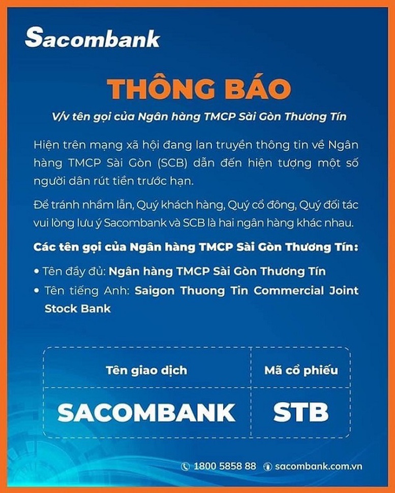 Ngân hàng Sacombank đang hoạt động rất tốt và hoàn toàn không liên quan đến ngân hàng SCB - Ảnh 2.