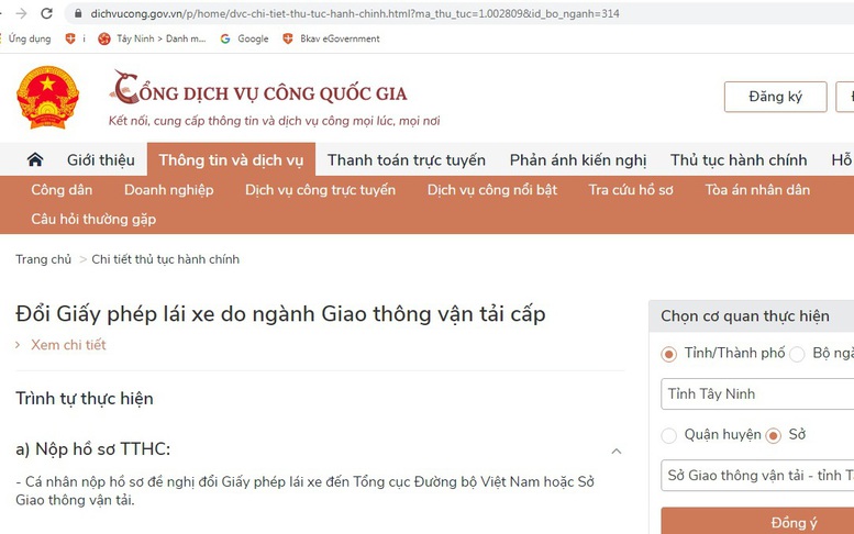 Triển khai dịch vụ công trực tuyến mức độ 4 đổi giấy phép lái xe