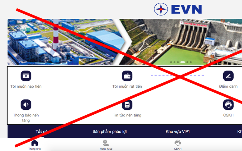 EVN cảnh báo tình trạng trang web giả mạo thương hiệu