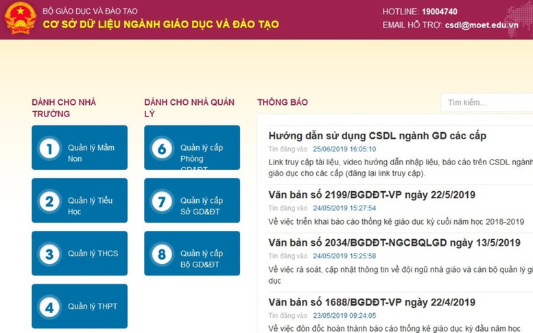 Khai thác sử dụng Hệ thống cơ sở dữ liệu giáo dục và đào tạo đúng mục đích