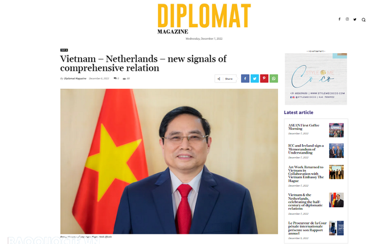 Tạp chí Diplomat: Chuyến thăm của Thủ tướng Phạm Minh Chính sẽ mở ra giai đoạn mới cho hợp tác Việt Nam-Hà Lan