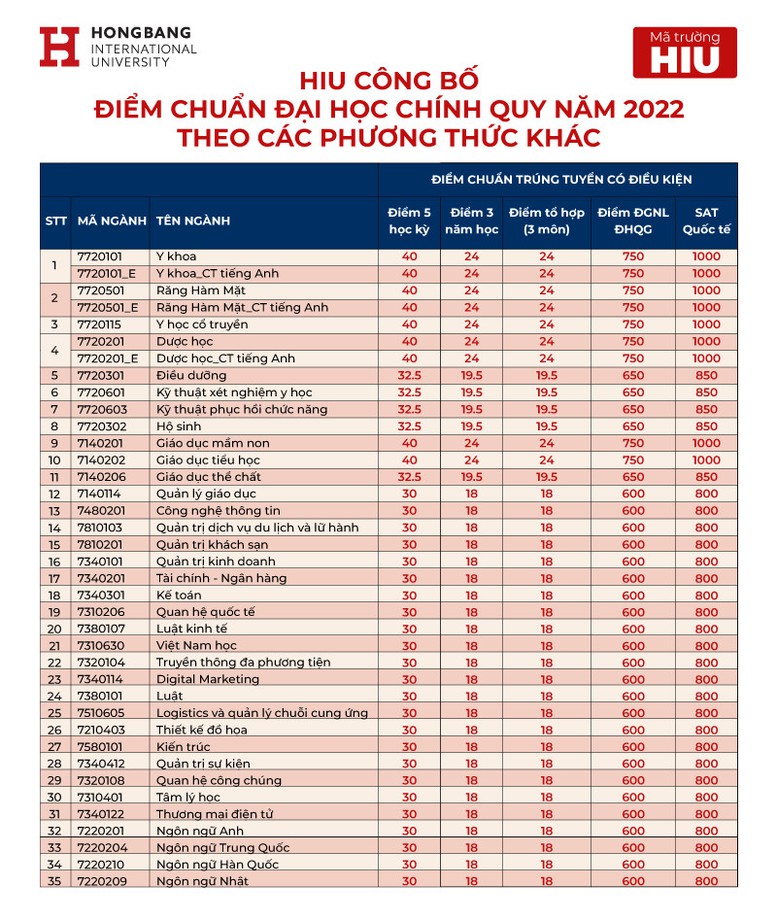 Đại học Quốc tế Hồng Bàng công bố điểm chuẩn Đại học chính quy năm 2022 - Ảnh 2.