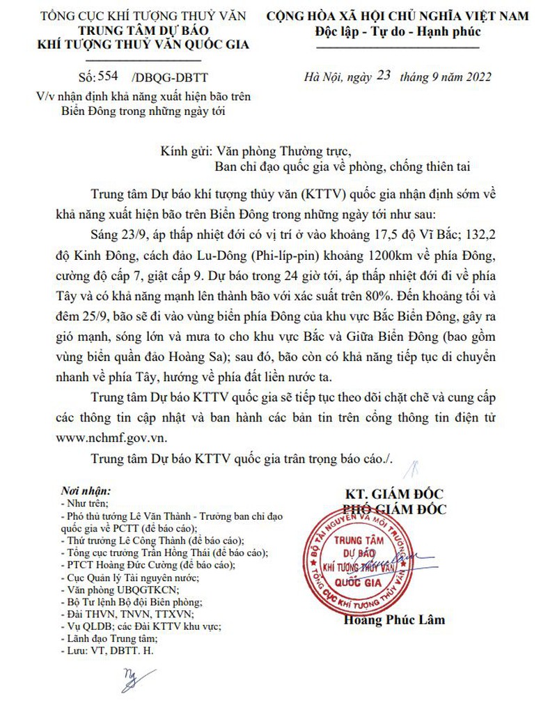 Khả năng Biển Đông xuất hiện Bão số 4, di chuyển nhanh vào đất liền; Văn phòng Thường trực BCĐ Trung ương chỉ đạo hỏa tốc ứng phó - Ảnh 1.