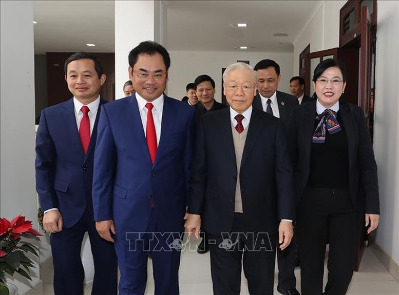 Tổng Bí thư Nguyễn Phú Trọng thăm, làm việc và chúc Tết tại tỉnh Thái Nguyên - Ảnh 1.