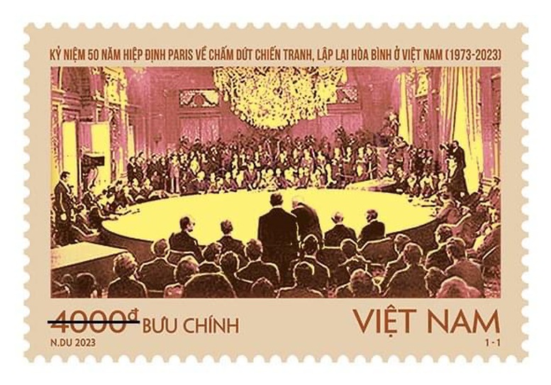Bộ tem “Kỷ niệm 50 năm Hiệp định Paris về chấm dứt chiến tranh, lập lại hòa bình ở Việt Nam (1973-2023)” - Ảnh 1.