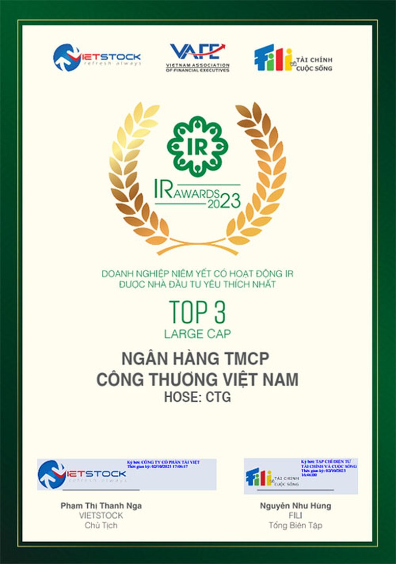 VietinBank lọt Top 3 doanh nghiệp được nhà đầu tư yêu thích nhất- Ảnh 2.