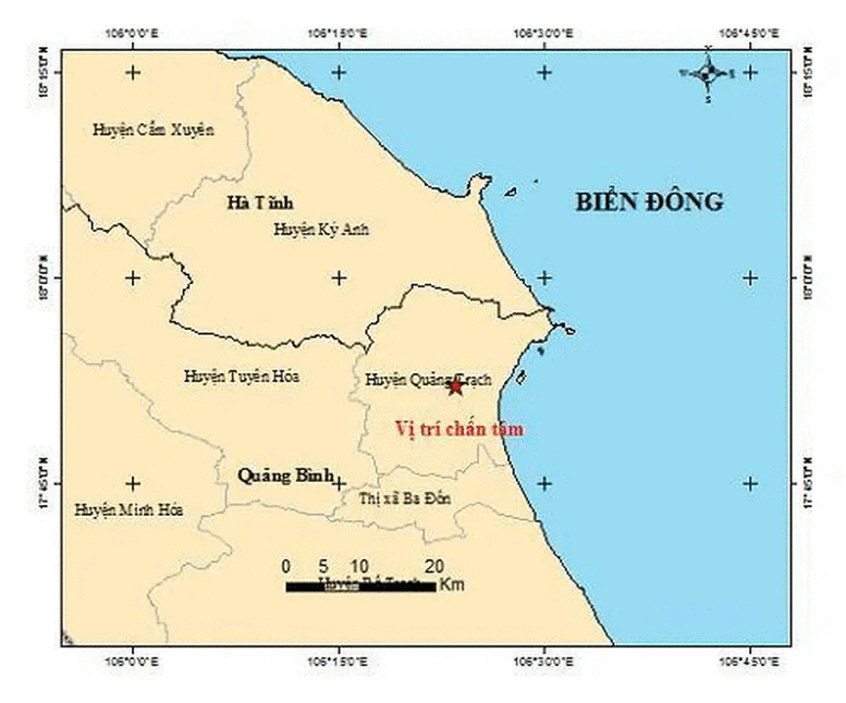 Động đất 4 độ Richter tại Quảng Bình - Ảnh 1.