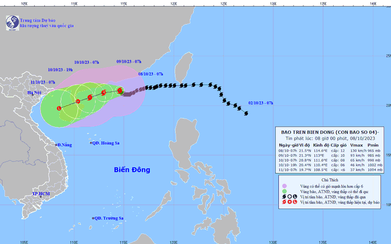Bão số 4 di chuyển chậm và sẽ suy yếu dần