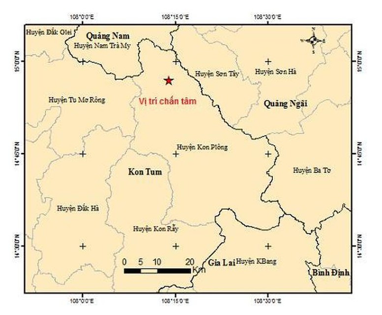 Liên tiếp xảy ra 5 trận động đất tại Kon Tum trong sáng nay - Ảnh 1.