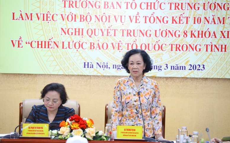 Thường trực Ban Bí thư làm việc với Bộ Nội vụ về tổng kết "Chiến lược bảo vệ Tổ quốc trong tình hình mới"