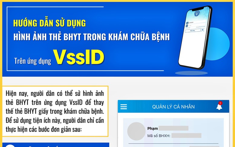 Hướng dẫn sử dụng hình ảnh thẻ BHYT trên ứng dụng VssID thay thế thẻ BHYT giấy khi khám chữa bệnh