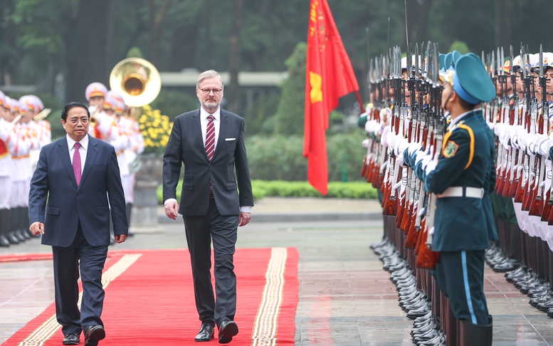 Chùm ảnh: Thủ tướng Phạm Minh Chính chủ trì lễ đón chính thức và hội đàm với Thủ tướng Cộng hòa Czech Petr Fiala