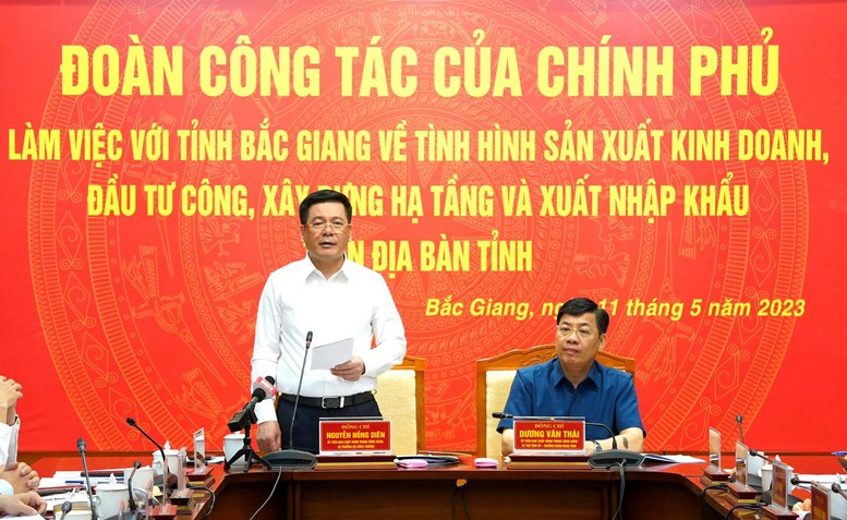 Bộ trưởng Công Thương làm việc với Bắc Giang để nắm bắt, gỡ vướng mắc, tạo đà tăng trưởng bứt phá  - Ảnh 1.