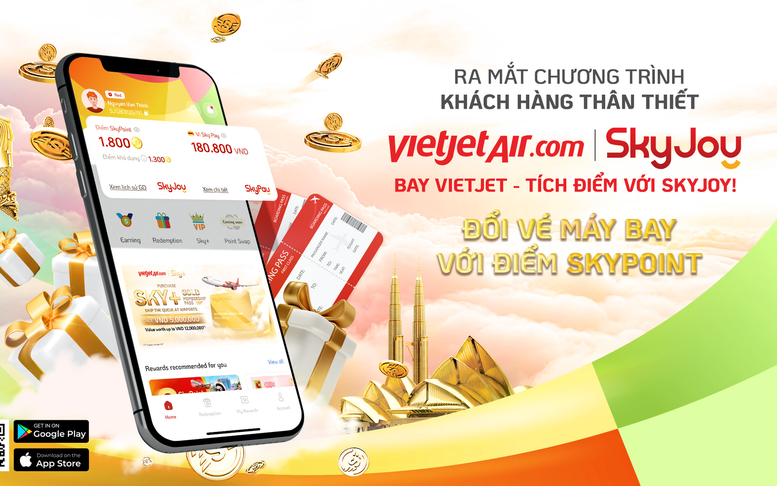 Bay càng nhiều, tích điểm đổi với ứng dụng Vietjet SkyJoy