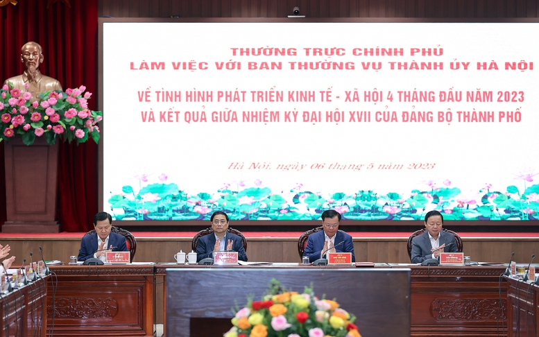 Thường trực Chính phủ làm việc với Ban Thường vụ Thành ủy Hà Nội