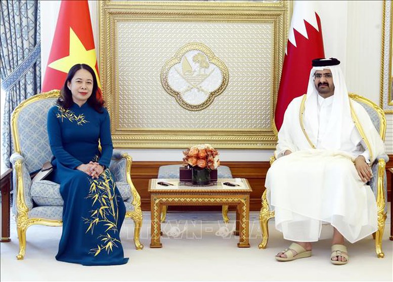 Phó Chủ tịch nước Võ Thị Ánh Xuân hội đàm với Phó Quốc vương Qatar Abdullah bin Hamad Al Thani - Ảnh 1.