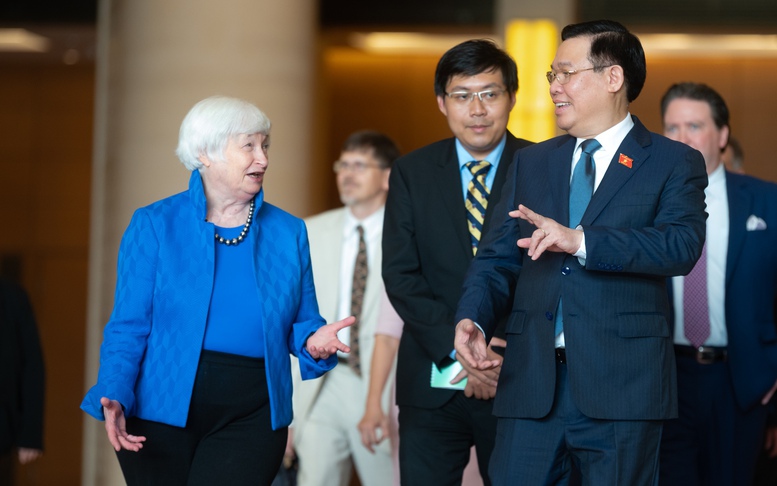 Chủ tịch Quốc hội Vương Đình Huệ tiếp Bộ trưởng Tài chính Hoa Kỳ Janet Yellen