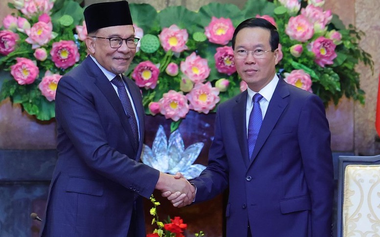 Chủ tịch nước Võ Văn Thưởng tiếp Thủ tướng Malaysia Anwar Ibrahim