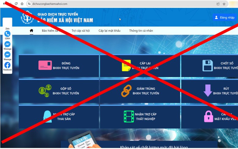 Cảnh báo trang web giả mạo Cổng Thông tin điện tử Bảo hiểm Xã hội Việt Nam