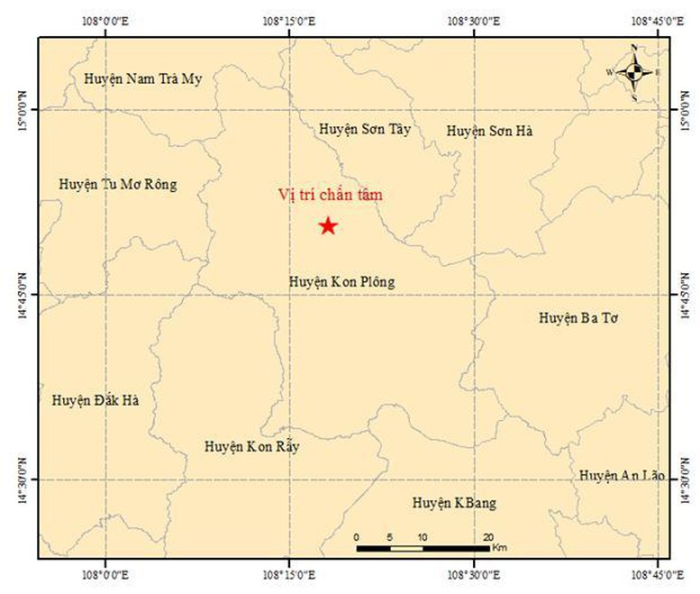 Liên tiếp 9 trận động đất tại huyện Kon Plông, tỉnh Kon Tum trong sáng nay - Ảnh 1.