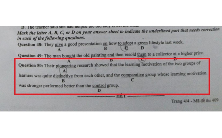 Điều chỉnh đáp án tiếng Anh thi tốt nghiệp THPT nhưng không ảnh hưởng tiến độ chấm thi
