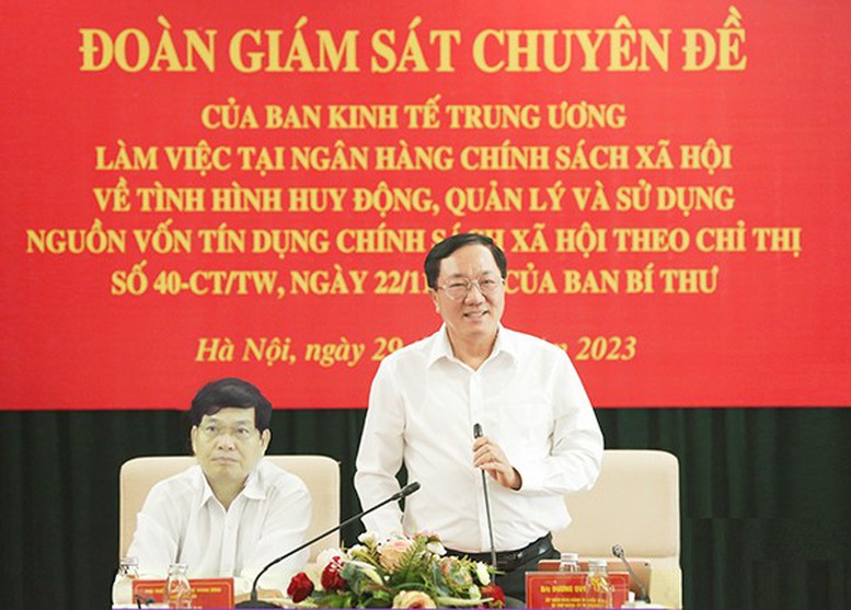 Đoàn giám sát chuyên đề của Ban Kinh tế Trung ương làm việc tại Ngân hàng Chính sách xã hội - Ảnh 1.