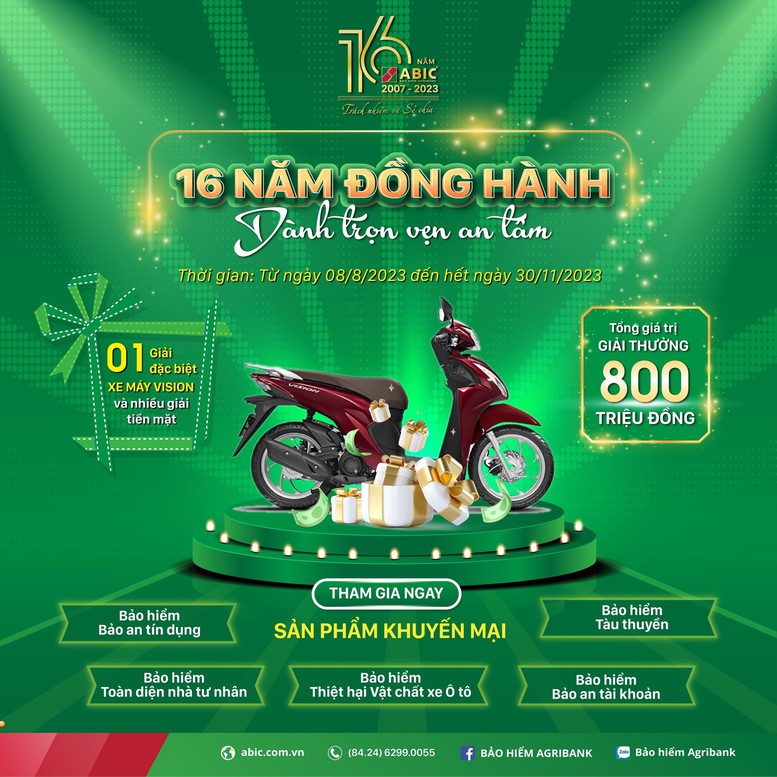 Bảo hiểm Agribank khuyến mại hấp dẫn nhân dịp 16 năm thành lập - Ảnh 1.