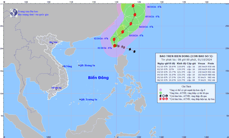 Bão Krathon giật cấp 17 đi vào Biển Đông, trở thành bão số 5- Ảnh 1.