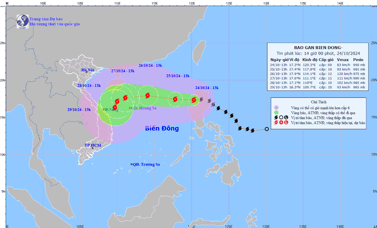 Bão Trà Mi vào Biển Đông, mạnh cấp 9- Ảnh 1.