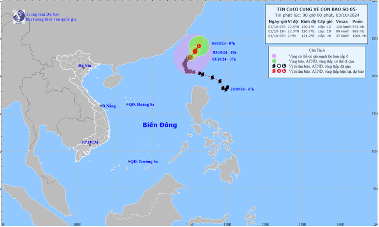 Bão số 5 đã di chuyển ra ngoài Biển Đông và không có khả năng quay trở lại- Ảnh 1.
