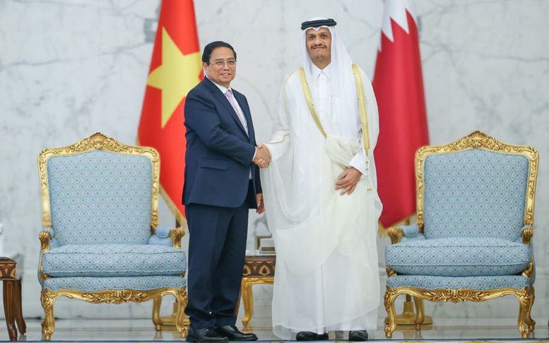 Thủ tướng Phạm Minh Chính hội đàm với Thủ tướng Qatar