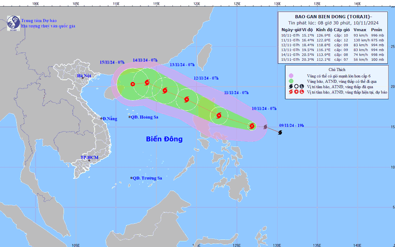 Xuất hiện bão TORAJI gần Biển Đông