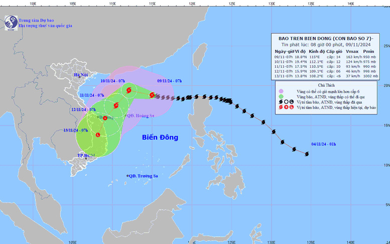 Bão số 7 gây gió giật cấp 17, biển động dữ dội