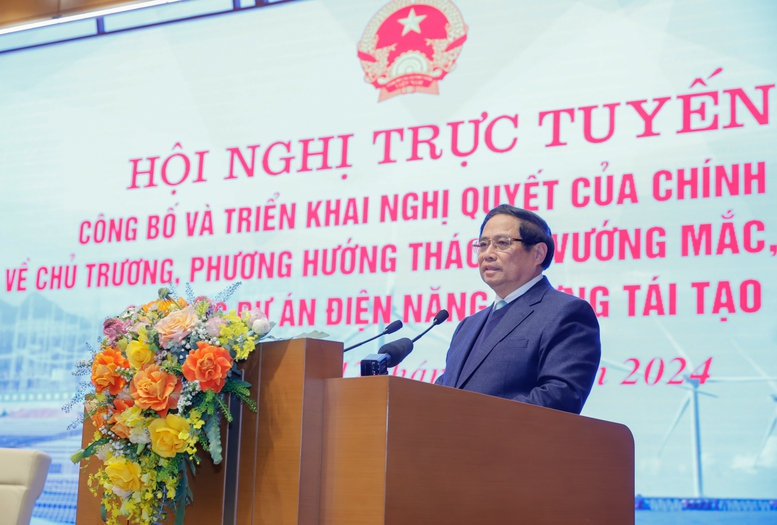 Thủ tướng chủ trì hội nghị công bố và triển khai Nghị quyết về chủ trương tháo gỡ khó khăn cho các dự án điện tái tạo- Ảnh 1.