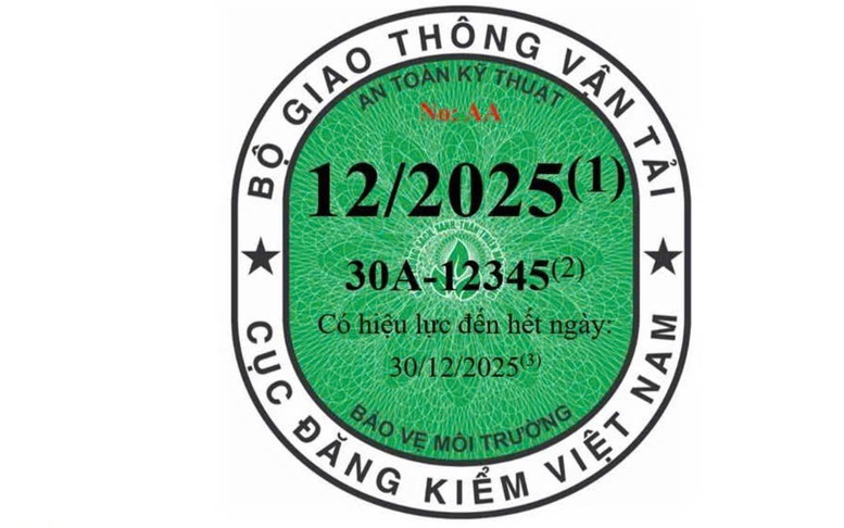 Ba màu tem kiểm định xe áp dụng từ năm 2025