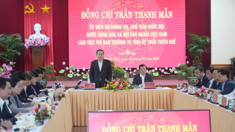 Chủ tịch Quốc hội Trần Thanh Mẫn làm việc với Ban Thường vụ Tỉnh ủy Thừa Thiên Huế- Ảnh 1.