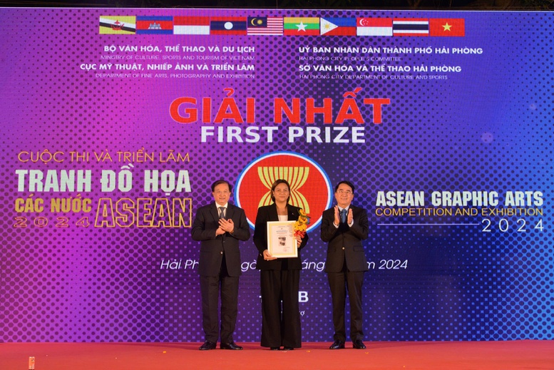 Trao giải thưởng Cuộc thi và Triển lãm Tranh Đồ họa các nước ASEAN 2024- Ảnh 3.