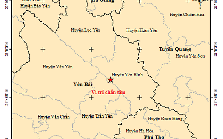 Động đất 3 độ Richter tại Yên Bái