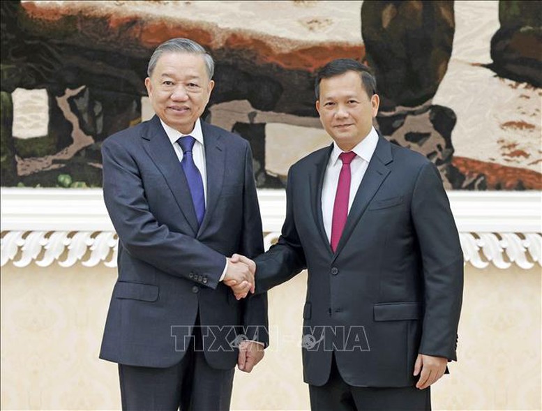 Chủ tịch nước Tô Lâm hội đàm với Thủ tướng Campuchia Hun Manet- Ảnh 1.