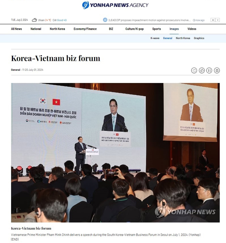 Báo chí Hàn Quốc đưa tin đậm nét về chuyến thăm của Thủ tướng Phạm Minh Chính- Ảnh 1.