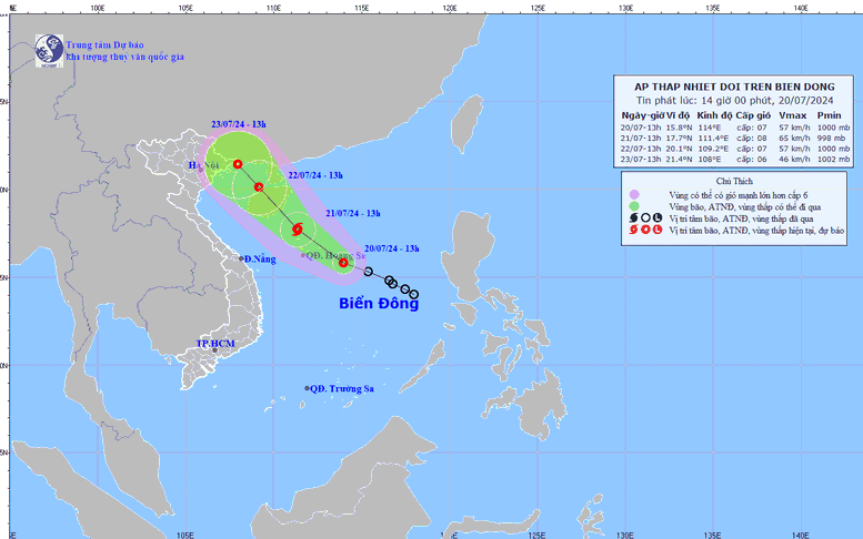 Áp thấp nhiệt đới trên Biển Đông có thể mạnh lên thành bão
