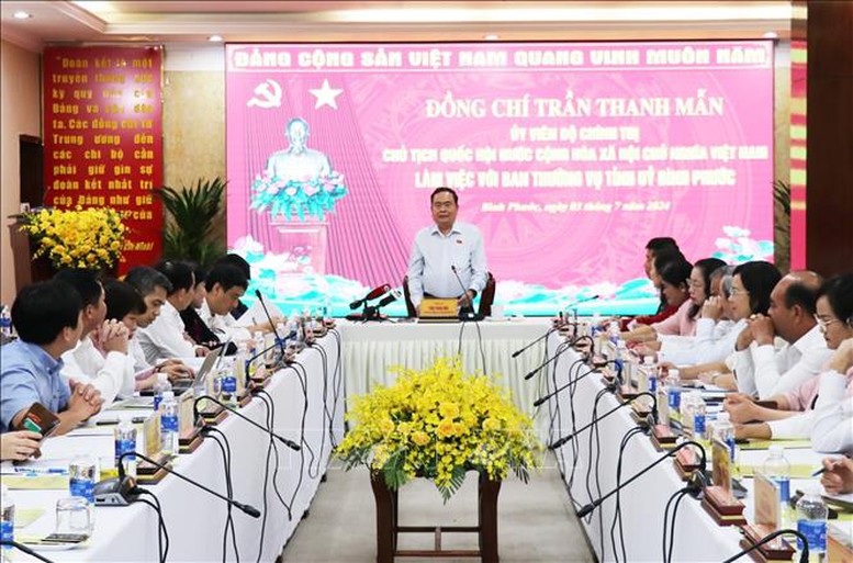 Chủ tịch Quốc hội Trần Thanh Mẫn làm việc với Ban Thường vụ Tỉnh ủy Bình Phước