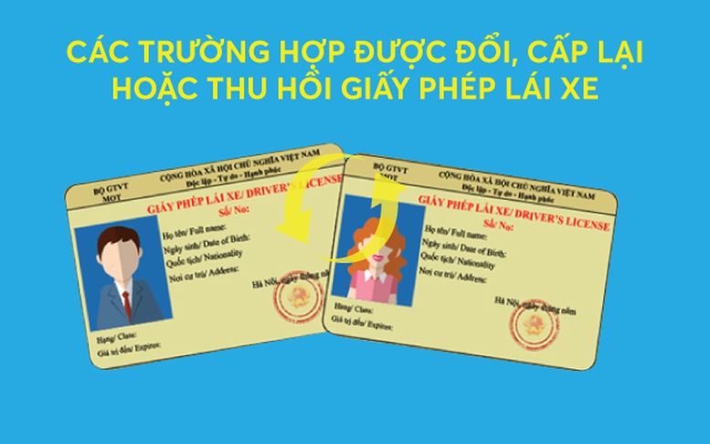 Infographics: Các trường hợp được đổi, cấp lại hoặc thu hồi giấy phép lái xe từ 1/1/2025