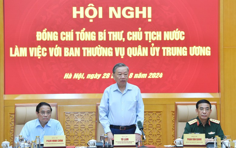 Tổng Bí thư, Chủ tịch nước Tô Lâm làm việc với Ban Thường vụ Quân ủy Trung ương